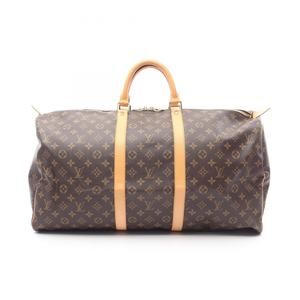 LOUIS VUITTON Authentic Brown Monogram Leather Keepall 55 Boston Bag